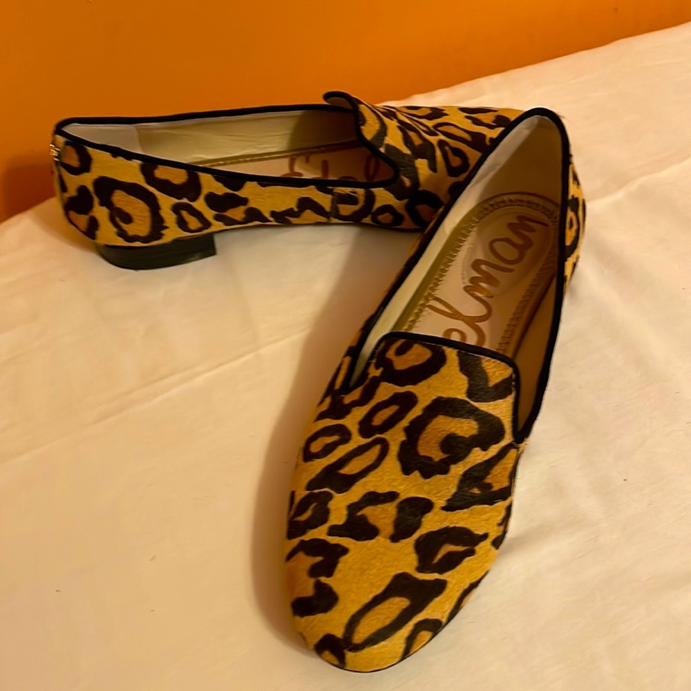 Sam Edelman Tan Jordy Loafer Brown calf hair Leopard Print